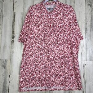 IBKUL Mens Polo Shirt‎ XXL Short Sleeve Fish Marlin Print Geometric Stretch Red